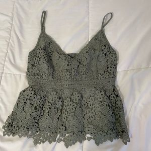 Abercrombie & Fitch olive green laced flower tank top